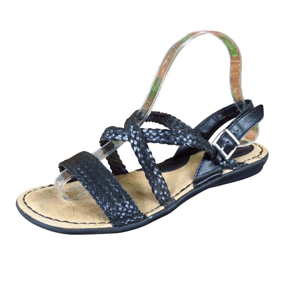 b.o.c.‎ Born Concept Women Strappy Sandal 8M Casual Braided Slingback Black
